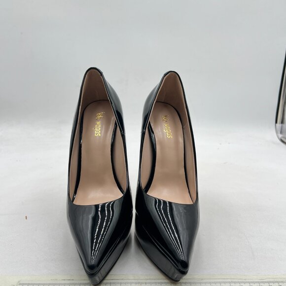 Wo Wagas Black Platform High Heels Pointy Toe Slip On Pump Business Prom Daily - Picture 3 of 8